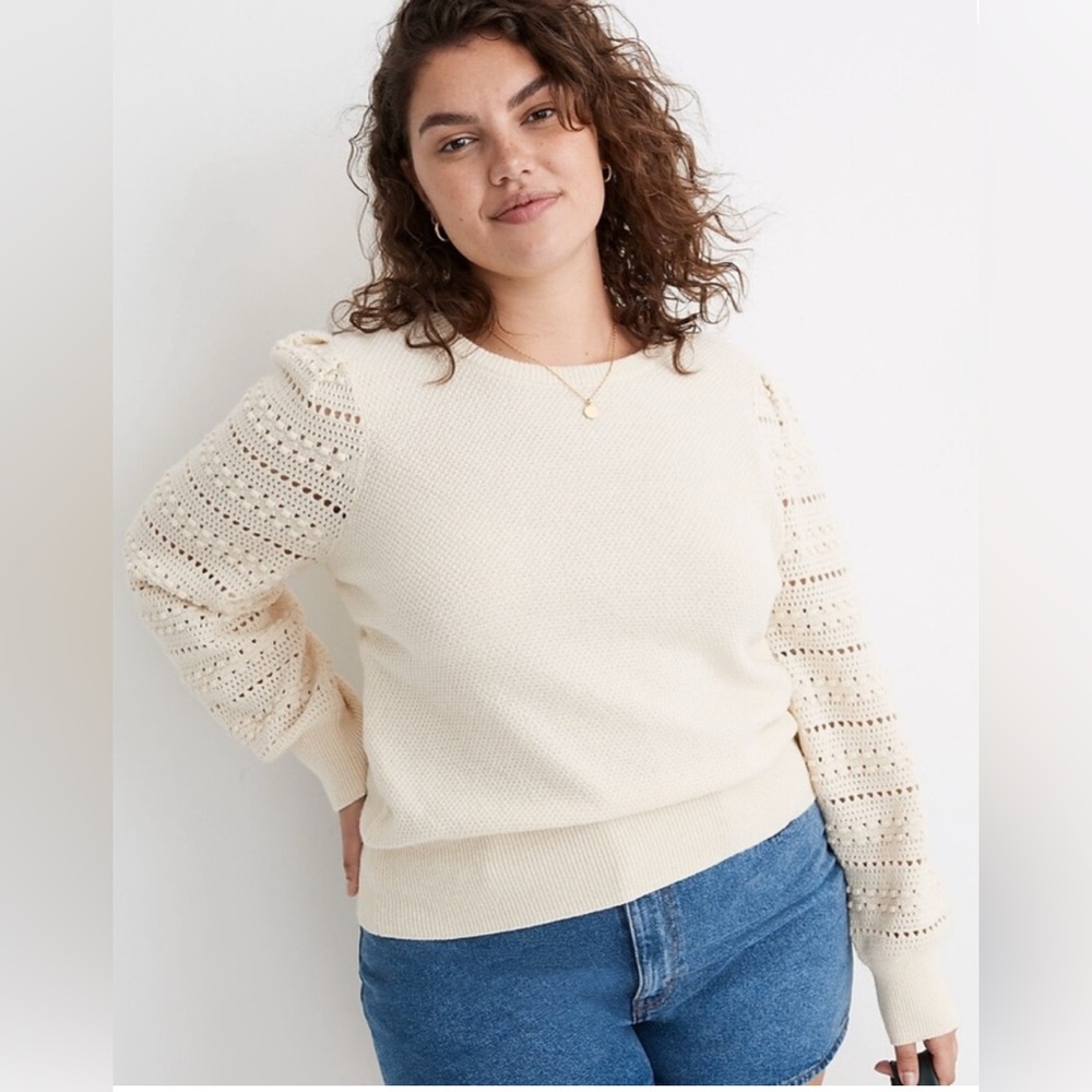 MADEWELL BOBBLE-SLEEVES PULLOVER SWEATER